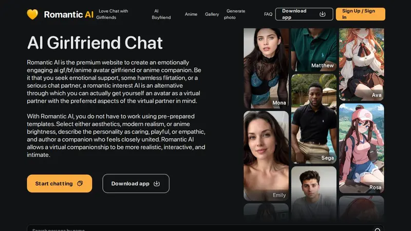 Romantic AI kuvakaappaus